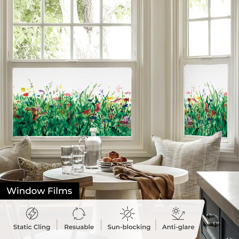 ADD.HERES Window Privacy Film,Colorful Floral Window Stickers,Removable DIY Bouquet Static Clings, Decals for Home School Office Party Supplies,Colorful Flower Fieldï¼Œ17.5 x 78.7 in - Image 3