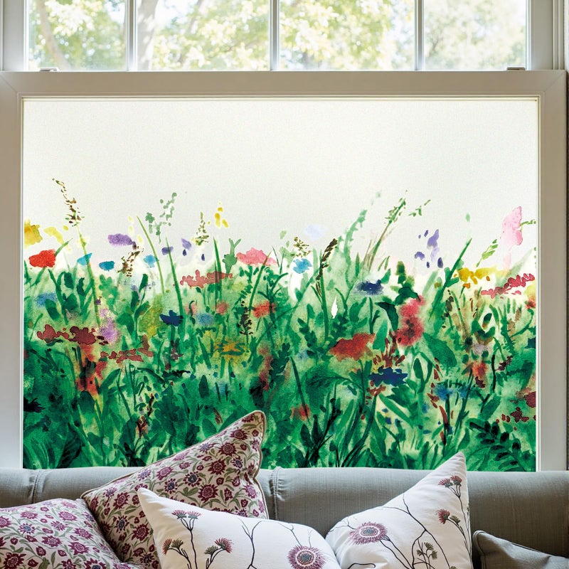 ADD.HERES Window Privacy Film,Colorful Floral Window Stickers,Removable DIY Bouquet Static Clings, Decals for Home School Office Party Supplies,Colorful Flower Fieldï¼Œ17.5 x 78.7 in - Image 1