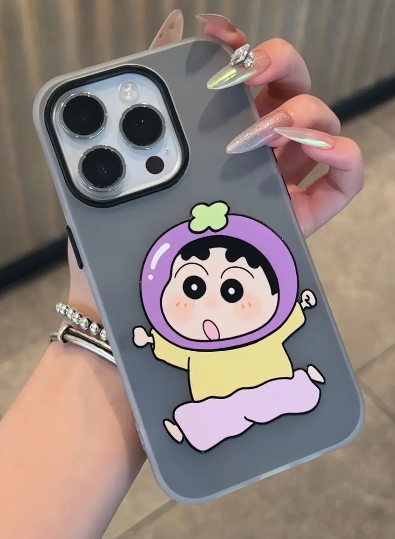 NIBEMINENT Fruit Headband Crayon Shin Chan Protective TPU Case Cover For IPhone 16 Plus, Black