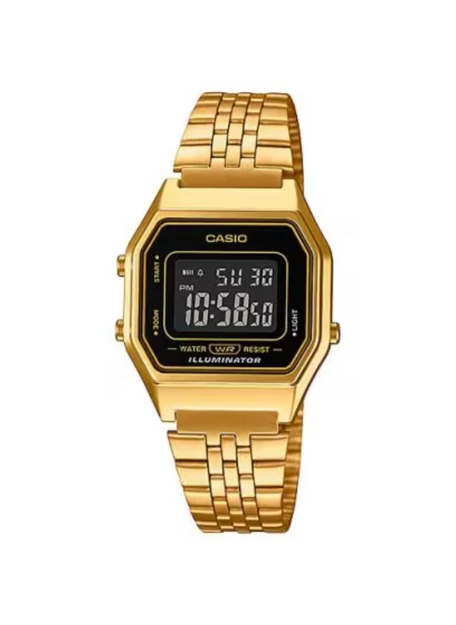 CASIO Men's Digital Display Watch With Gold Stainless Steel Strap - LA680WGA-1BDF