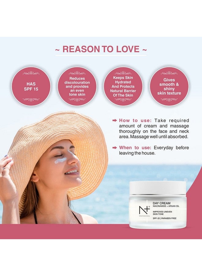 N Plus Professional Day Cream, With Niacinamide and Argan Oil, Improves Uneven Skin Tone With SPF 20, 50G - Image 4
