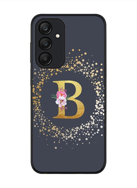 Rugged Black edge case for Samsung Galaxy A25, Slim fit Thin Cover- Custom Monogram Initial Letter Floral Pattern Alphabet-B  (Grey )
