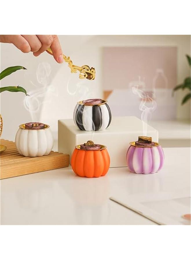 Resin Pumpkin Mini Incense Burner Cute Creative Small Ornament Middle Eastern Arab Incense Holder Home Decoration Ornament Aromatherapy Furnace (Orange) - Image 2