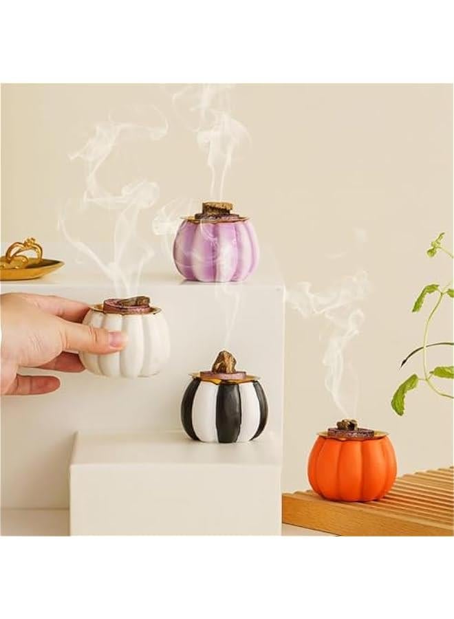 Resin Pumpkin Mini Incense Burner Cute Creative Small Ornament Middle Eastern Arab Incense Holder Home Decoration Ornament Aromatherapy Furnace (Orange) - Image 5