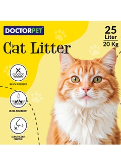 DOCTERPET Doctor Pet Cat Litter Lemon 25L – 100% Natural Clumping Bentonite,Scented, Ultra Absorbent,Easy Scooping, Dust-Free, Odor Control, Easy Scooping, Hypoallergenic & Non-Stick Paw Formula  - Image 2