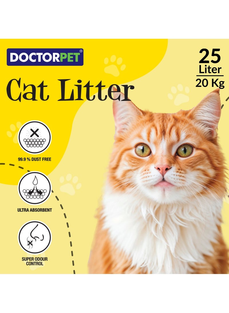 DOCTERPET Doctor Pet Cat Litter Lemon 25L – 100% Natural Clumping Bentonite,Scented, Ultra Absorbent,Easy Scooping, Dust-Free, Odor Control, Easy Scooping, Hypoallergenic & Non-Stick Paw Formula - Image 2