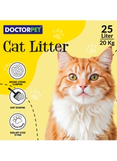 DOCTERPET Doctor Pet Cat Litter Lemon 25L – 100% Natural Clumping Bentonite,Scented, Ultra Absorbent,Easy Scooping, Dust-Free, Odor Control, Easy Scooping, Hypoallergenic & Non-Stick Paw Formula  - Image 3