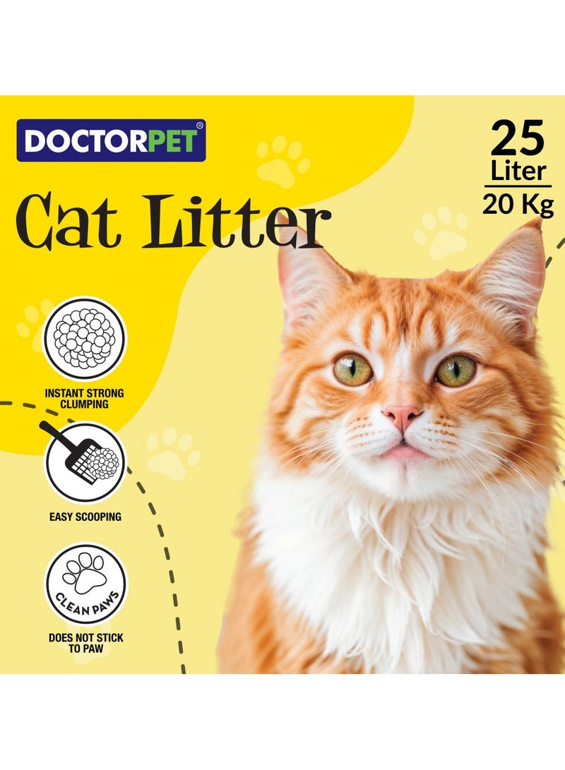 DOCTERPET Doctor Pet Cat Litter Lemon 25L – 100% Natural Clumping Bentonite,Scented, Ultra Absorbent,Easy Scooping, Dust-Free, Odor Control, Easy Scooping, Hypoallergenic & Non-Stick Paw Formula - Image 3