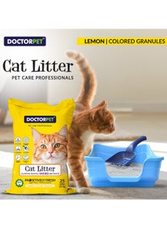 DOCTERPET Doctor Pet Cat Litter Lemon 25L – 100% Natural Clumping Bentonite,Scented, Ultra Absorbent,Easy Scooping, Dust-Free, Odor Control, Easy Scooping, Hypoallergenic & Non-Stick Paw Formula  - Image 4