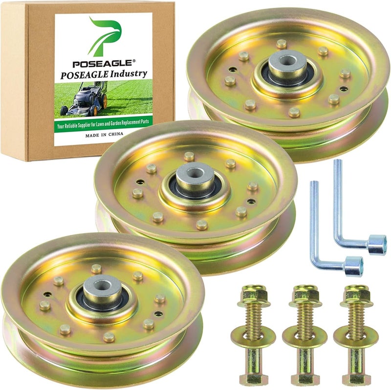 POSEAGLE 3 Pack 756-04129b Idler Pulley 4.25 Replace Troy Bilt Pulley 753-08171 Idler Pulley kit Cub Cadet 756-04129b Cub Cadet 756-04129 Idler Pulley MTD 756-04129 Pulley 956-04129 Pulley, 753-08068 - Image 1