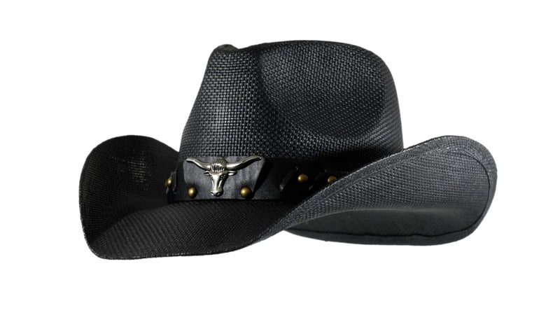 grinderPUNCH Western Outback Cowboy Hat Men's Women's Style Classic Straw Western Cowgirl Hat (US, Numeric, 6 3/4, 7 3/8, Black) - Image 1