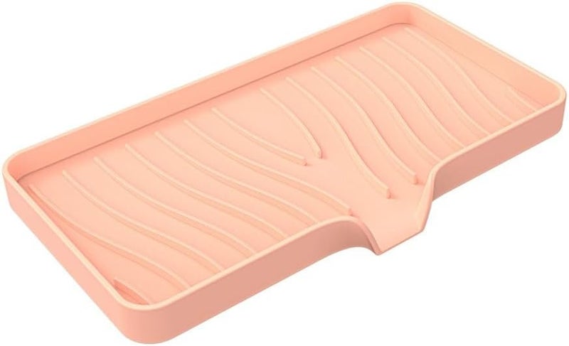Pink Silicone Drying Mat For Kitchen Sink With Drain Lip Heat Resistant - Image 1