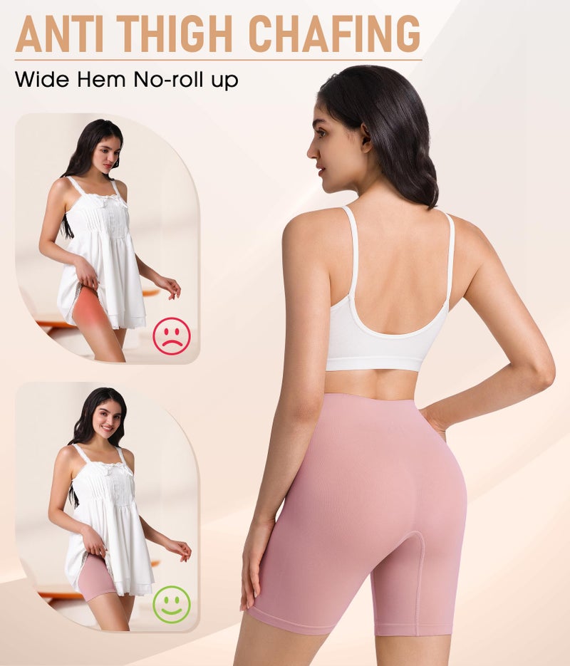Yeblues 4 Pack Slip Shorts for Under Dresses Anti Chafing Underwear Seamless Comfortable Smooth Yoga Biker Workout Shorts (Black White Nude Pink, 2XL) - Image 2