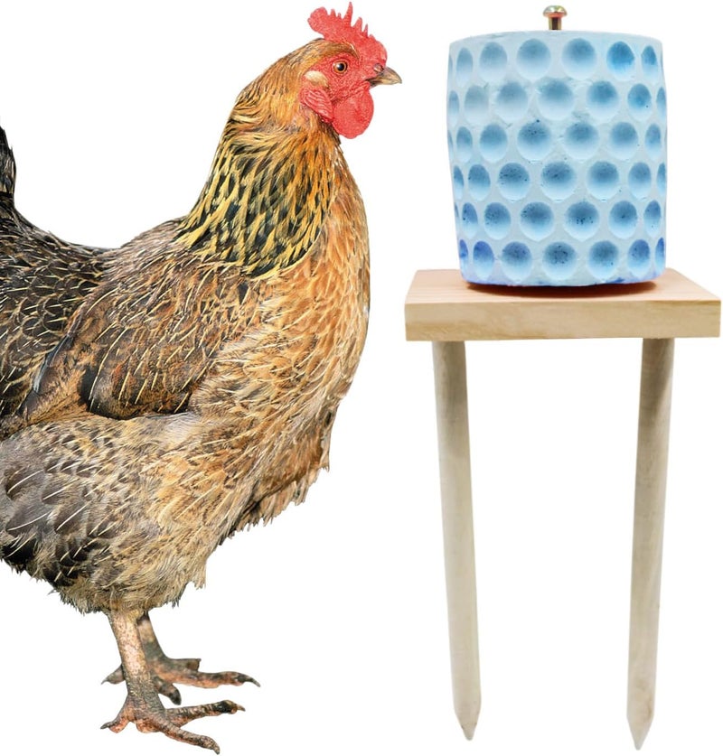 MHLLGN Chicken Coop Accessories, Chicken Beak Grinding Calcium Stone with Woodem Stake, Chicken Toys for Coop, Chicken Enrichment Toys, Chicken Coop Toys for Hens, Ducks, Geese, Turkeys, Poultry - Image 1