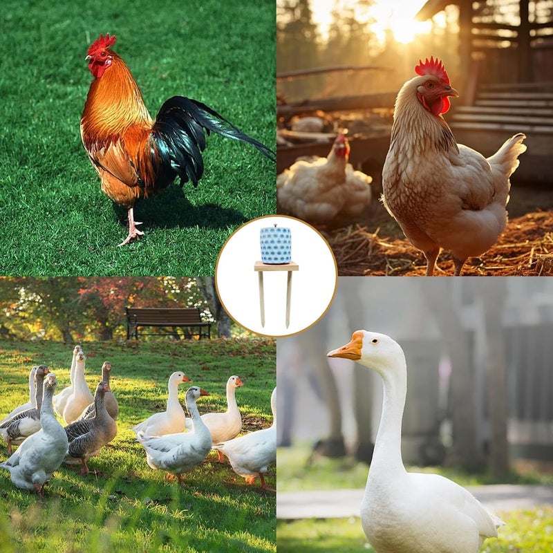 MHLLGN Chicken Coop Accessories, Chicken Beak Grinding Calcium Stone with Woodem Stake, Chicken Toys for Coop, Chicken Enrichment Toys, Chicken Coop Toys for Hens, Ducks, Geese, Turkeys, Poultry - Image 4