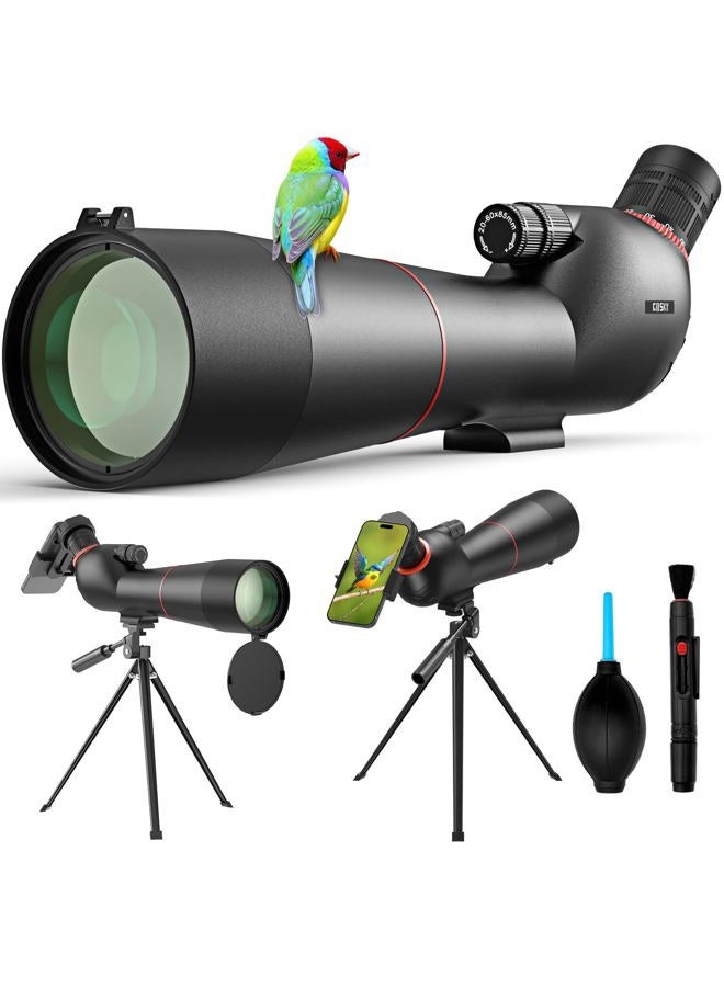 GOSKY منظار 20-60×85 مع حامل ثلاثي - محول هاتف، منظار مزدوج التركيز لمشاهدة الطيور، مناظر الحياة البرية (أسود) - Image 1