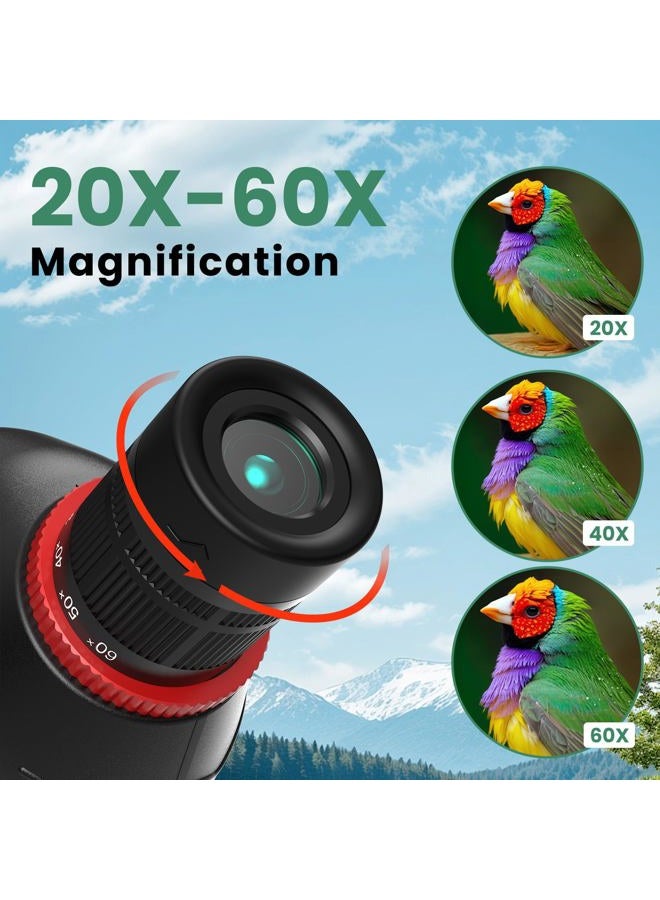 GOSKY منظار 20-60×85 مع حامل ثلاثي - محول هاتف، منظار مزدوج التركيز لمشاهدة الطيور، مناظر الحياة البرية (أسود) - Image 2