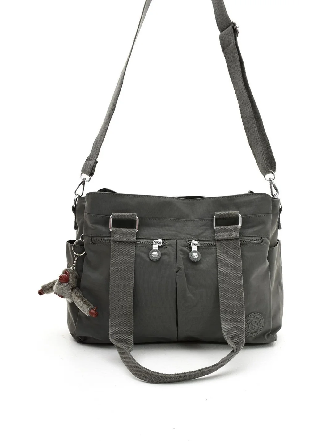 سانموريس Women's Large Compartment Water Resistant Crinkle Fabric Crossbody and Shoulder Strap Dark Gray Color Bag