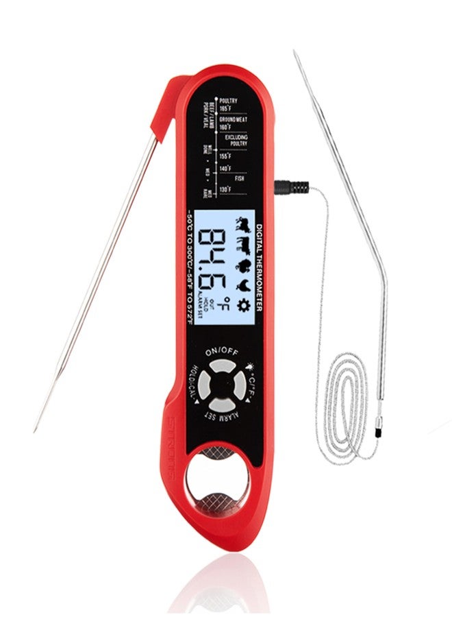 Brigii Meat Thermometer, Instant Read Digital Thermometer-Waterproof/Backlight, 43in Extended Probe and Folding Probe, Oven-Safe Design, Kitchen Food Thermometer for Deep Fry, Grilling, BBQ - Image 1