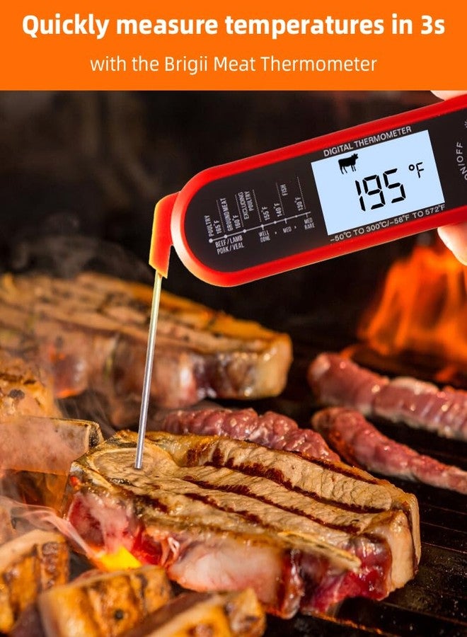 Brigii Meat Thermometer, Instant Read Digital Thermometer-Waterproof/Backlight, 43in Extended Probe and Folding Probe, Oven-Safe Design, Kitchen Food Thermometer for Deep Fry, Grilling, BBQ - Image 2