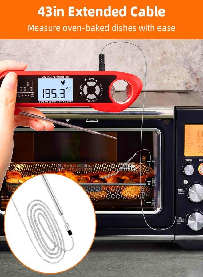 Brigii Meat Thermometer, Instant Read Digital Thermometer-Waterproof/Backlight, 43in Extended Probe and Folding Probe, Oven-Safe Design, Kitchen Food Thermometer for Deep Fry, Grilling, BBQ - Image 3