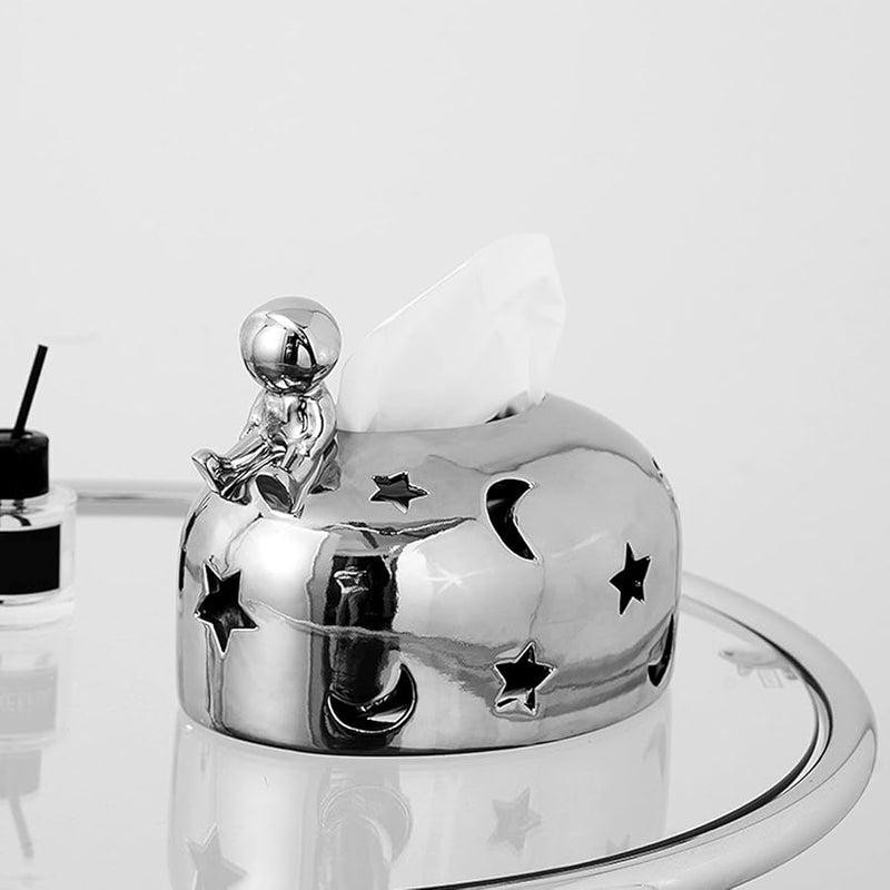 صندوق مناديل راتنجي ملون مائل للون الفضي النهاية، تخزين محمول للمنزل والمكتب - Image 5