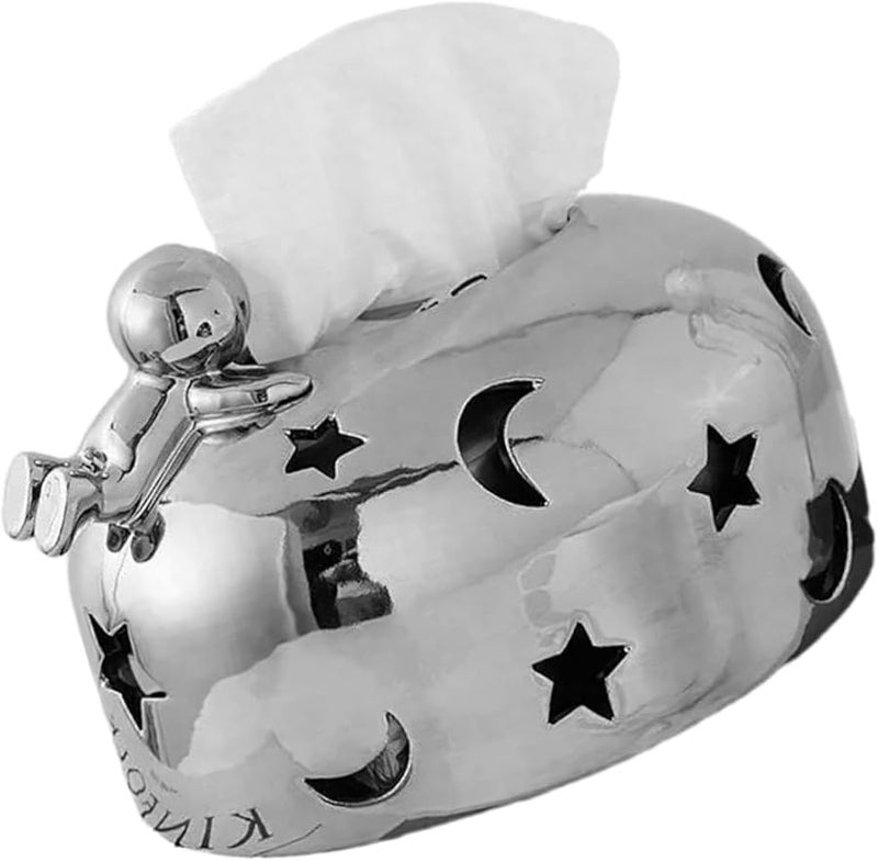 صندوق مناديل راتنجي ملون مائل للون الفضي النهاية، تخزين محمول للمنزل والمكتب - Image 2