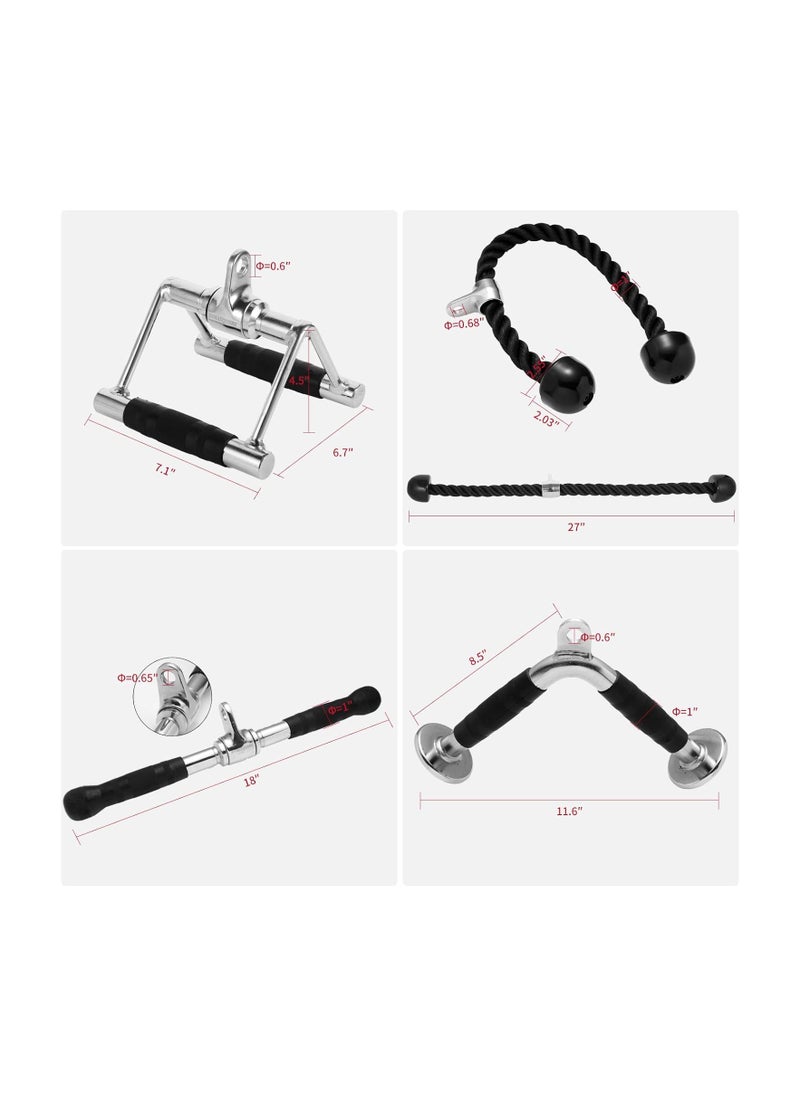 Generic - Tricep Press Down Cable Machine Attachment, LAT Pulldown Attachments, Home Gym Accessories, Double D Handle, V-Shaped Bar, Tricep Rope, Pull Down Straight Bar - Image 1