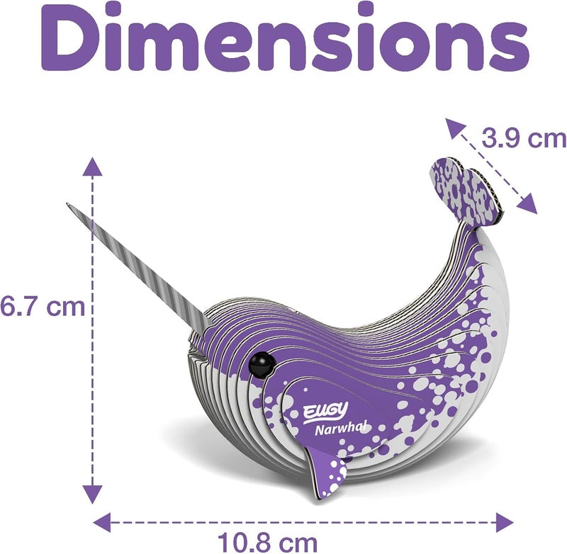 EUGY 033 Narwhal Eco-Friendly 3D Paper Puzzle [New Seal] - Image 3