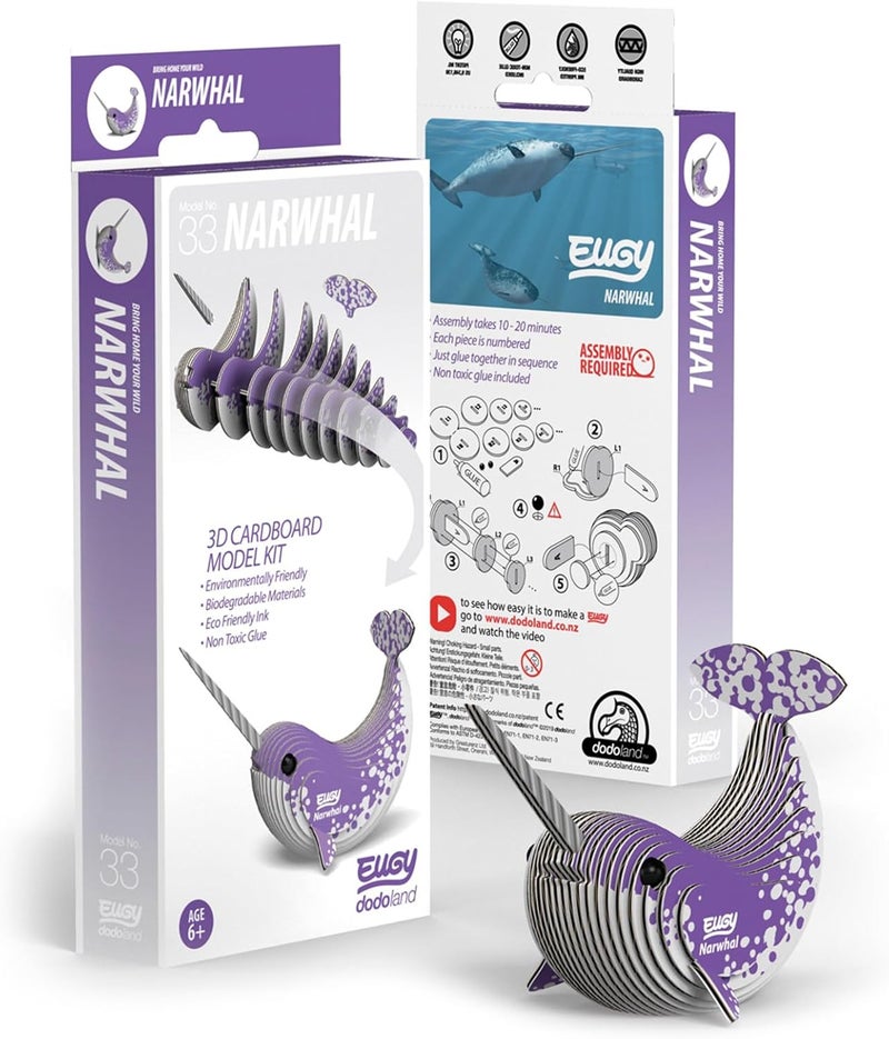 EUGY 033 Narwhal Eco-Friendly 3D Paper Puzzle [New Seal] - Image 4