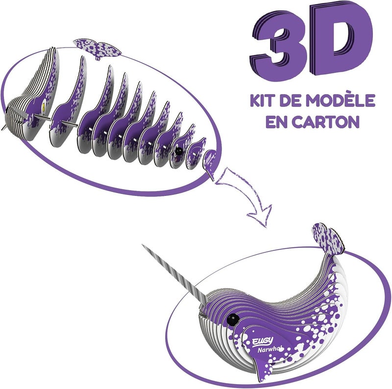 EUGY 033 Narwhal Eco-Friendly 3D Paper Puzzle [New Seal] - Image 2