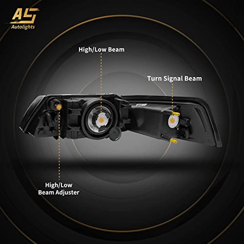 AS AUTOLIGHTS 1999 2000 2001 2002 2003 2004 Ford Mustang Headlight Assembly Replacement for 99 00 01 02 03 04 Ford Mustang with Black Housing Amber Reflector Clear Lens Pair 3R3Z13008CA/3R3Z13008DA - Image 4