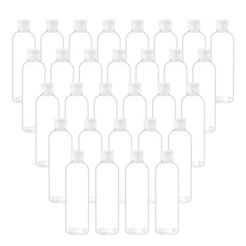 TRENDBOX 8oz/250ml Clear Bottles with Flip Cap Lid BPA-Free Travel Containers For Shampoos,Lotions and Massage Oils - 30 Pack - Image 1