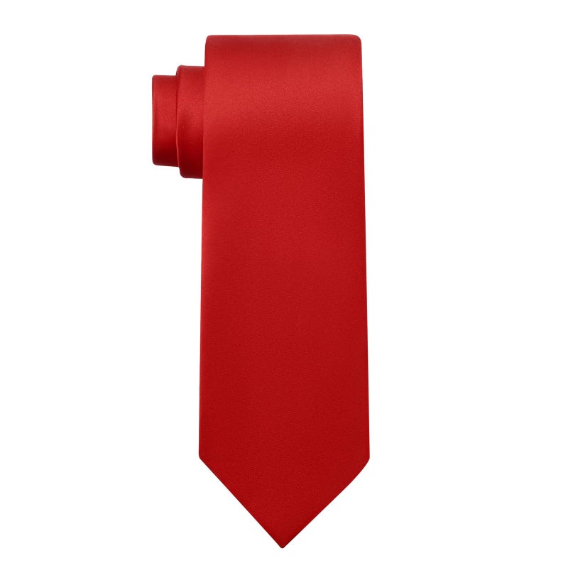 KOOELLE Men's Red Tie Solid Pure Color Plain Formal Red Ties For Men - Image 1