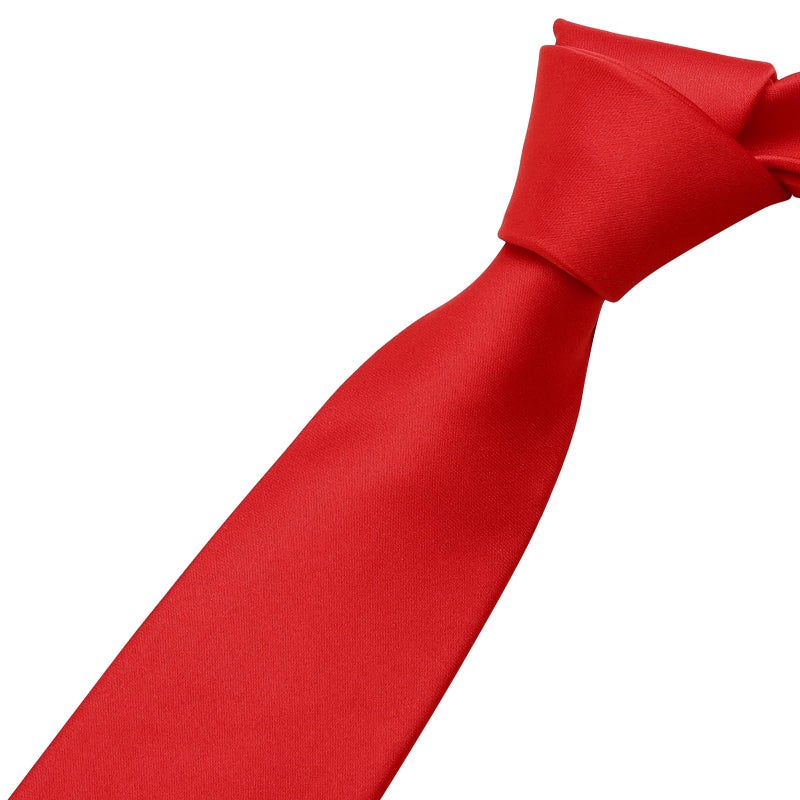 KOOELLE Men's Red Tie Solid Pure Color Plain Formal Red Ties For Men - Image 4