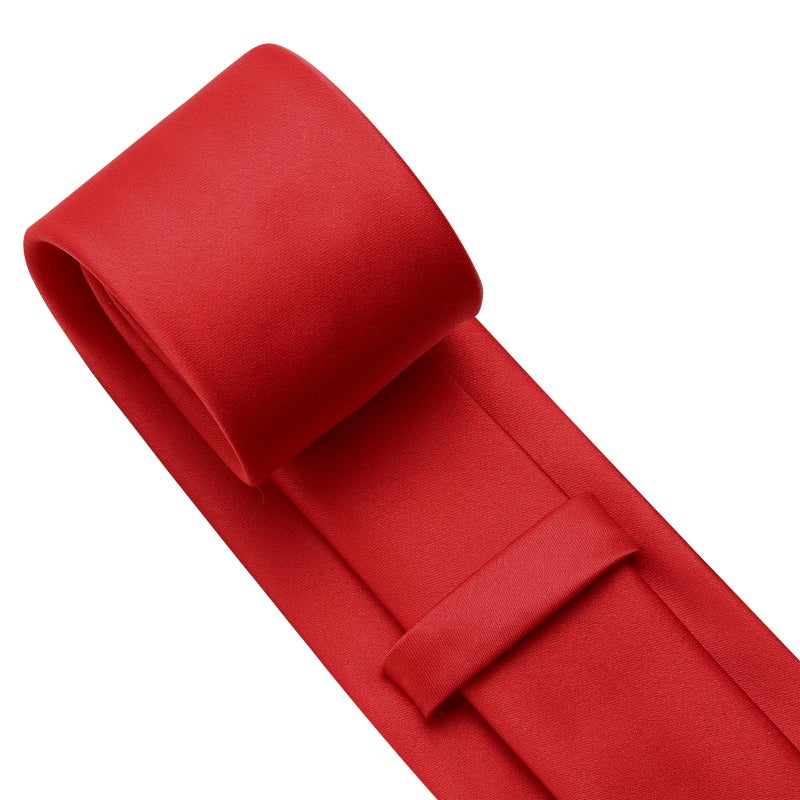 KOOELLE Men's Red Tie Solid Pure Color Plain Formal Red Ties For Men - Image 5