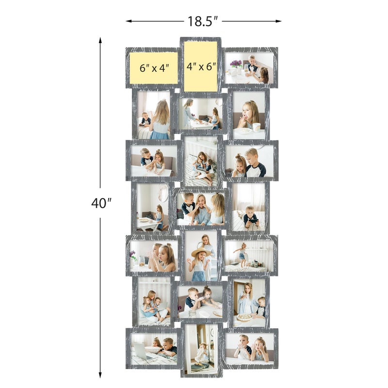 J.M.Deco Photo Collage Frame for Wall, 21-Opening Reunion Family Picture Frame Set, Picture Frame Collage Wall Hanging for 4x6 Photos, Ashes - Image 3