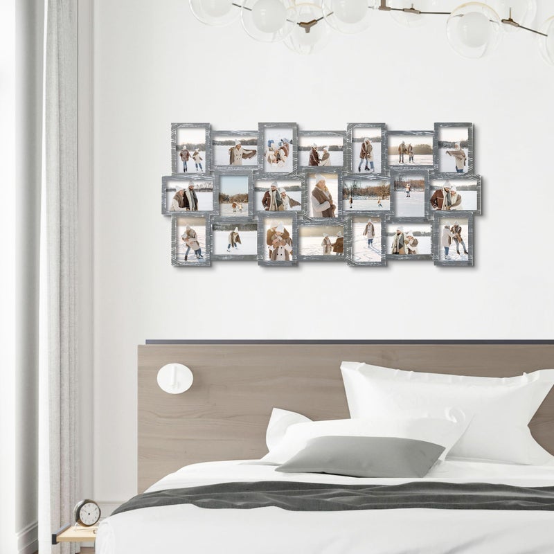 J.M.Deco Photo Collage Frame for Wall, 21-Opening Reunion Family Picture Frame Set, Picture Frame Collage Wall Hanging for 4x6 Photos, Ashes - Image 5
