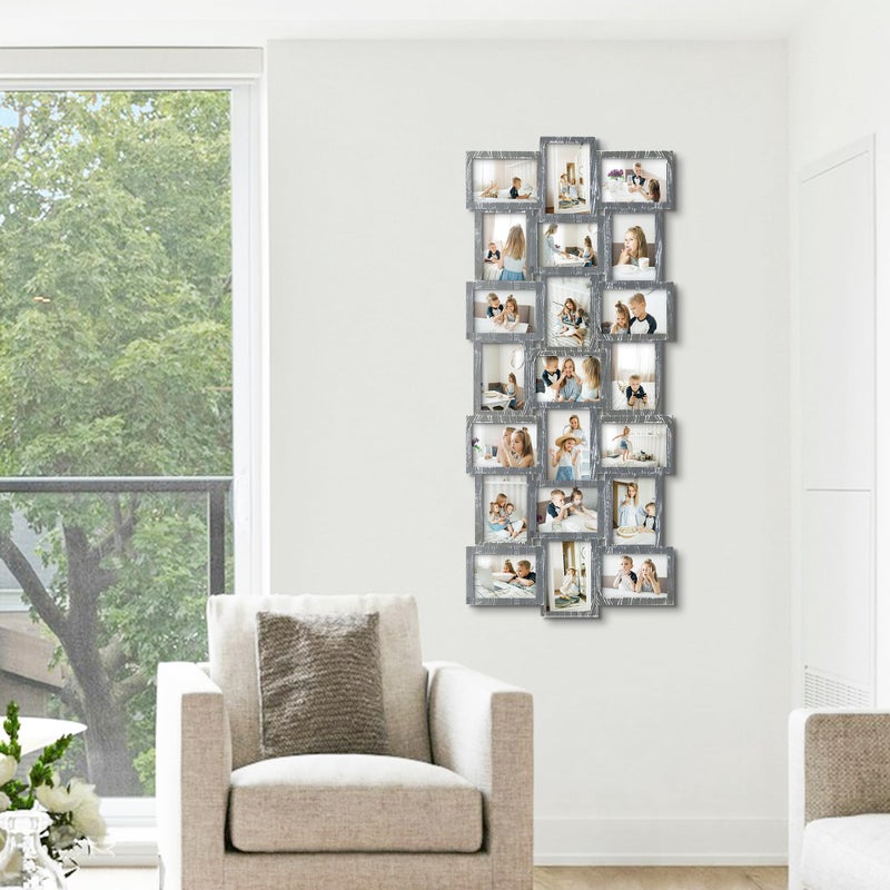 J.M.Deco Photo Collage Frame for Wall, 21-Opening Reunion Family Picture Frame Set, Picture Frame Collage Wall Hanging for 4x6 Photos, Ashes - Image 4