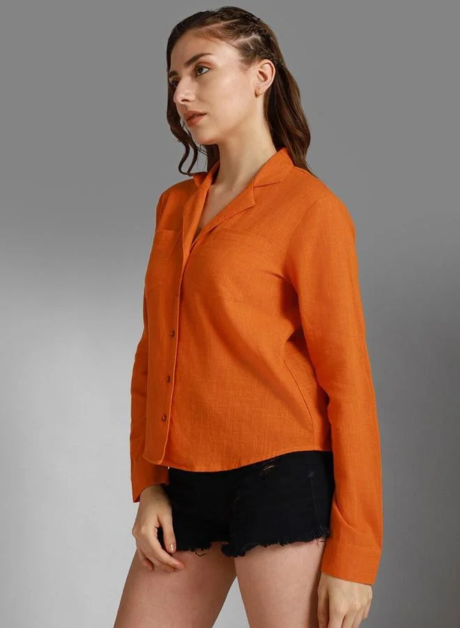 HIGH STAR Orange Solid Casual Shirt