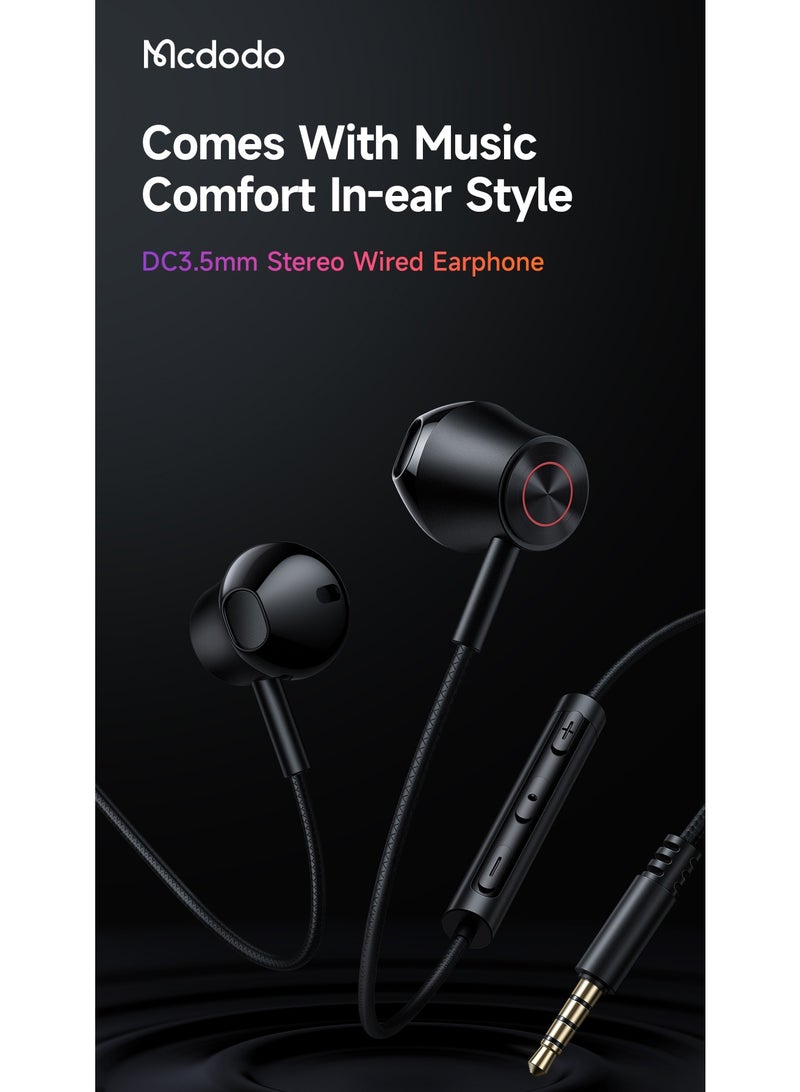 Mcdodo 3.5mm Wired Earphones Flat Ear Headphones with Mic – Stereo Audio for Android Phone, Laptop, Tablet – Black (HP-4060) - Image 2
