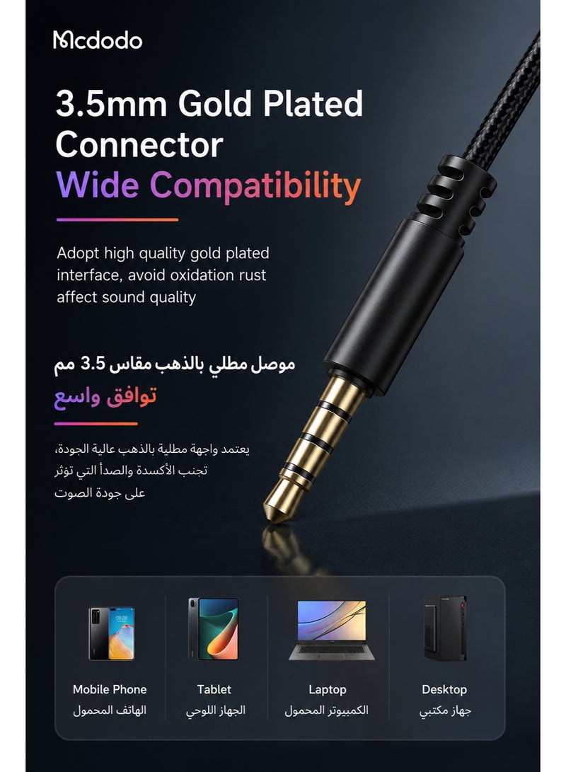Mcdodo 3.5mm Wired Earphones Flat Ear Headphones with Mic – Stereo Audio for Android Phone, Laptop, Tablet – Black (HP-4060) - Image 3