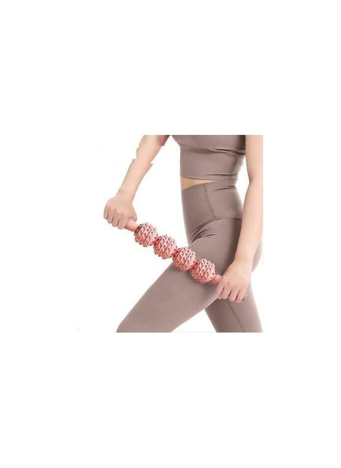 كيوشوب - عصا التدليك بريميوم من كيوشوب®️ للعضلات، كرات لعلاج للعضلات، لتخفيف الام العضلات، عصا تدليك دوارة للتدليك الذاتي، مقبض مريح مبطن مع 3 كرات تدليك مدببة لتدليك اليوجا عصا مساج - Image 1