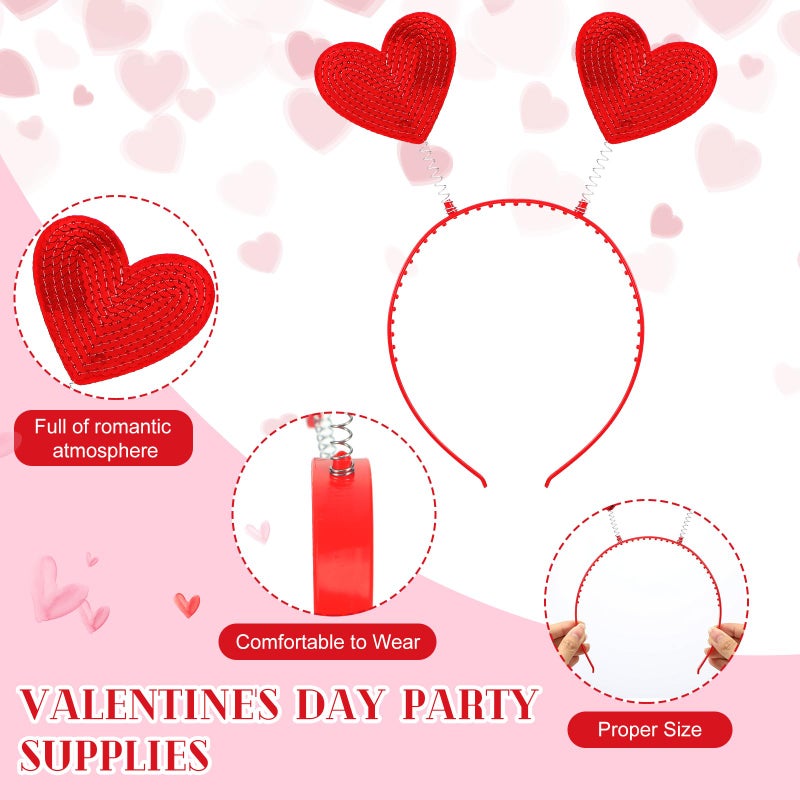 Youyole 36 Pcs Valentines Heart Headbands Bulk and Heart Sunglasses for Women Valentine Galentines Day Party Favor Decor(Red, Rose Red, Pink,Framed) - Image 2