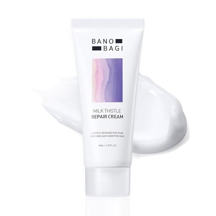 BANOBAGI Milk Thistle Repair Cream - Skin Barrier Repair Face Cream with Hyaluronic Acid & Panthenol | Non-Comedogenic Face Moisturizer for Sensitive Skin | Korean Skin Care | Fragrance Free | 1.69oz - Image 1