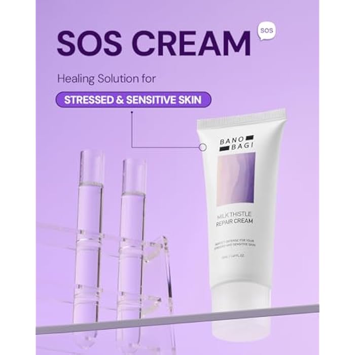 BANOBAGI Milk Thistle Repair Cream - Skin Barrier Repair Face Cream with Hyaluronic Acid & Panthenol | Non-Comedogenic Face Moisturizer for Sensitive Skin | Korean Skin Care | Fragrance Free | 1.69oz - Image 2