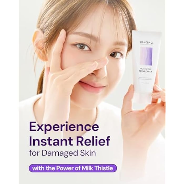 BANOBAGI Milk Thistle Repair Cream - Skin Barrier Repair Face Cream with Hyaluronic Acid & Panthenol | Non-Comedogenic Face Moisturizer for Sensitive Skin | Korean Skin Care | Fragrance Free | 1.69oz - Image 3