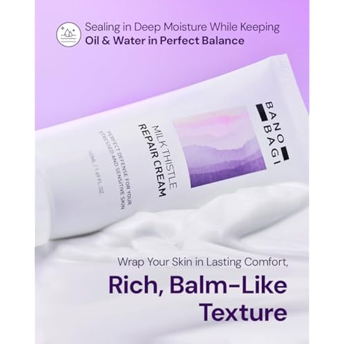 BANOBAGI Milk Thistle Repair Cream - Skin Barrier Repair Face Cream with Hyaluronic Acid & Panthenol | Non-Comedogenic Face Moisturizer for Sensitive Skin | Korean Skin Care | Fragrance Free | 1.69oz - Image 5
