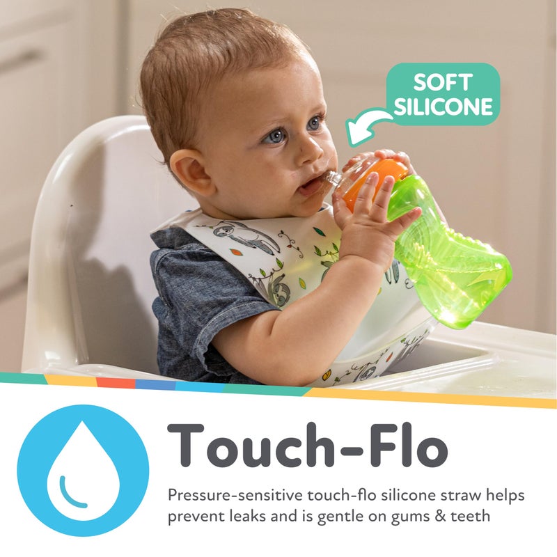 Nuby No-Spill Sippy Cup with Flex Straw - (3-Pack) 10-Ounce Bottles - Sippy Cups for Toddlers 12+ Months - Neutral Color Training Cups for Toddlers - Image 2