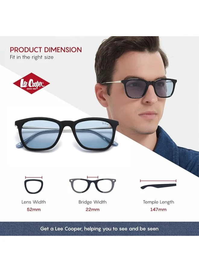 Lee Cooper Men's Polarized Sunglasses BLACK Frame Blue Mirror Lens 52mm  - LC1003C02